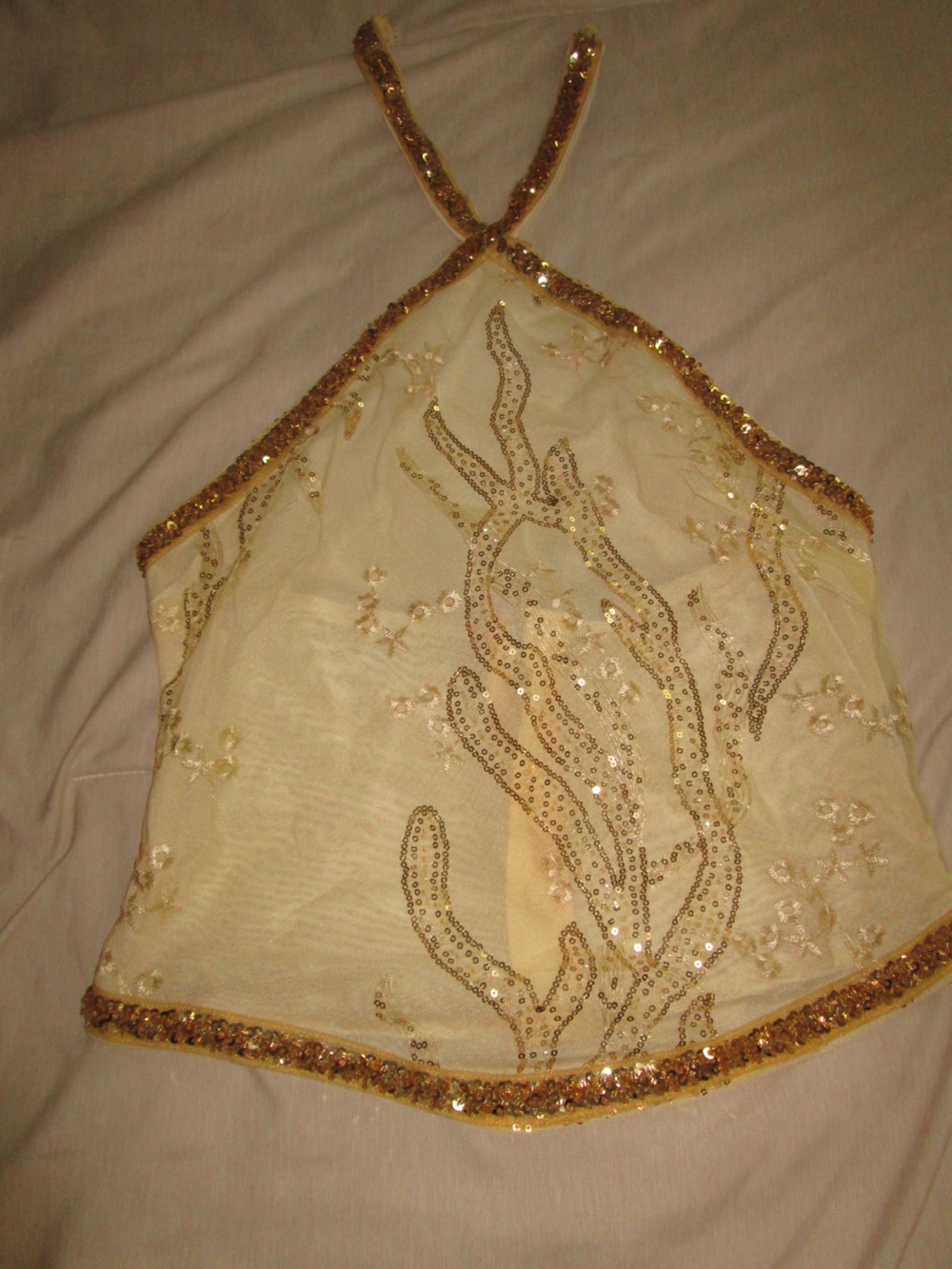 Women's Sequin Halter Top - Gold - Picture 3 of 4